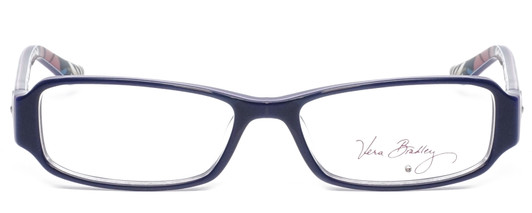 Front View of Vera Bradley Madeline Women Designer Reading Glasses Navy Blue African Violet 50mm