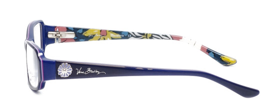 Side View of Vera Bradley Madeline Designer Single Vision Prescription Rx Eyeglasses in Navy Blue African Violet Ladies Rectangle Full Rim Acetate 50 mm