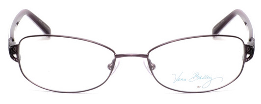 Front View of Vera Bradley Gail Designer Reading Eye Glasses with Custom Cut Powered Lenses in Purple Pink Blue Flower Heather Ladies Rectangle Full Rim Metal 55 mm