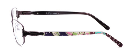 Side View of Vera Bradley Gail Designer Reading Eye Glasses with Custom Cut Powered Lenses in Purple Pink Blue Flower Heather Ladies Rectangle Full Rim Metal 55 mm