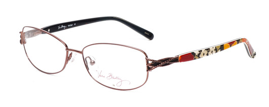 Profile View of Vera Bradley Gail Designer Progressive Lens Blue Light Blocking Eyeglasses in Brown Bittersweet Ladies Rectangle Full Rim Metal 57 mm