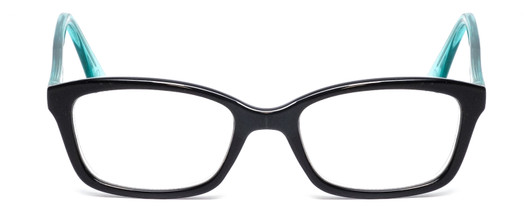 Front View of Vera Bradley Meryl Designer Reading Eye Glasses with Custom Cut Powered Lenses in Black Crystal Blue Camo Floral Ladies Rectangle Full Rim Acetate 47 mm