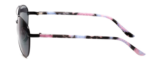 Side View of Vera Bradley Emily Aviator Bi-Focal Sunglass Black Pink Alpine Floral/Grey +2.00