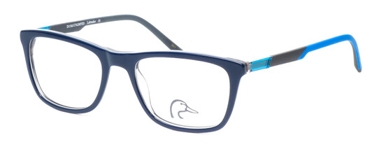 Profile View of Ducks Unlimited Labrador Designer Progressive Lens Blue Light Blocking Eyeglasses in Navy Blue Mens Rectangle Full Rim Acetate 54 mm
