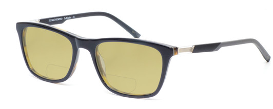 Profile View of Ducks Unlimited Labrador Designer Polarized Reading Sunglasses with Custom Cut Powered Sun Flower Yellow Lenses in Black Mens Rectangle Full Rim Acetate 54 mm