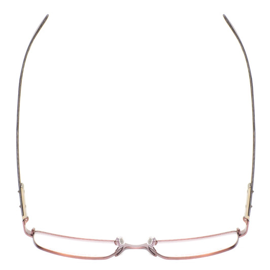 Top View of Ducks Unlimited Spear Designer Reading Eye Glasses with Custom Cut Powered Lenses in Brown Mens Rectangle Full Rim Metal 56 mm