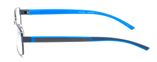 Side View of Ducks Unlimited Skybuster Designer Progressive Lens Blue Light Blocking Eyeglasses in Blue Mens Rectangle Full Rim Metal 54 mm