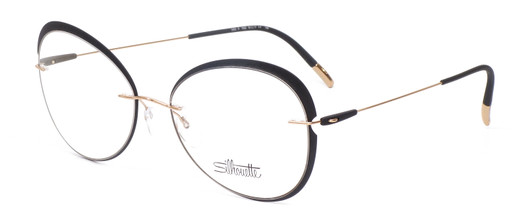 Profile View of Silhouette Dynamic Color Ladies Round Designer Reading Glasses Matte Black 55 mm