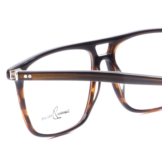 Close Up View of Santini Mavaldi  Designer Single Vision Prescription Rx Eyeglasses in Brown Unisex Classic Full Rim Acetate 54 mm