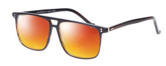 Profile View of Santini Mavaldi  Designer Polarized Sunglasses with Custom Cut Red Mirror Lenses in Brown Unisex Classic Full Rim Acetate 54 mm