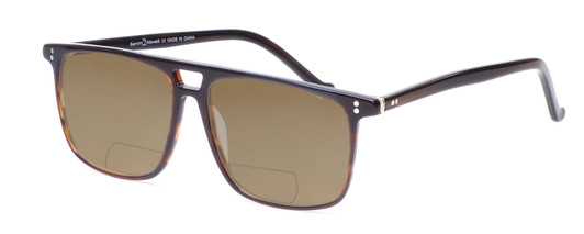 Profile View of Santini Mavaldi  Designer Polarized Reading Sunglasses with Custom Cut Powered Amber Brown Lenses in Brown Unisex Classic Full Rim Acetate 54 mm