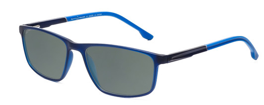 Profile View of Santini Mavaldi  Designer Polarized Sunglasses with Custom Cut Smoke Grey Lenses in Matte Blue Unisex Classic Full Rim Acetate 55 mm