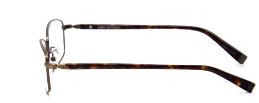 Side View of John Varvatos V150-GOL Designer Reading Eye Glasses with Custom Cut Powered Lenses in Antique Gold Unisex Rectangle Full Rim Metal 56 mm