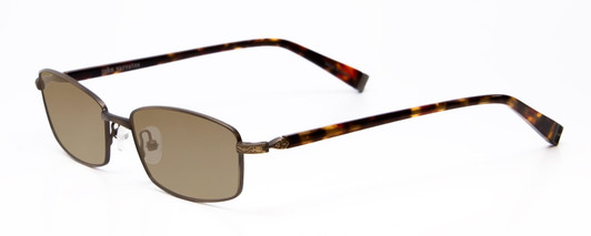 Profile View of John Varvatos V150-GOL Designer Polarized Sunglasses with Custom Cut Amber Brown Lenses in Antique Gold Unisex Rectangle Full Rim Metal 56 mm