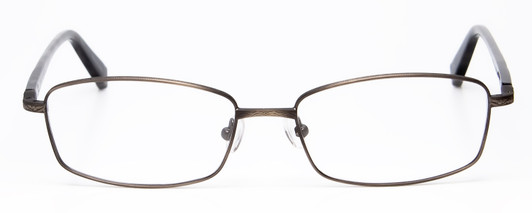 Front View of John Varvatos V150-GUN Designer Bi-Focal Prescription Rx Eyeglasses in Antique Gun Metal Unisex Rectangle Full Rim Metal 56 mm
