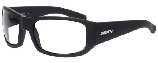 Profile View of Smith Optics BAUHAUS Designer Reading Eye Glasses in Matte Black Mens Classic Full Rim Acetate 59 mm