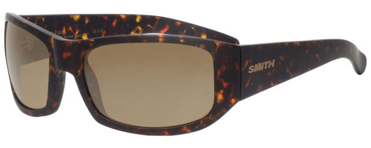 Profile View of Smith Optics BAUHAUS Designer Polarized Sunglasses with Custom Cut Amber Brown Lenses in Matte Tortoise Havana Mens Classic Full Rim Acetate 59 mm