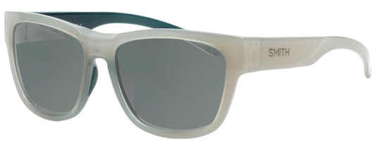 Profile View of Smith Optics EMBER Designer Polarized Sunglasses with Custom Cut Smoke Grey Lenses in Crystal Turquoise Blue Green Mens Classic Full Rim Acetate 56 mm