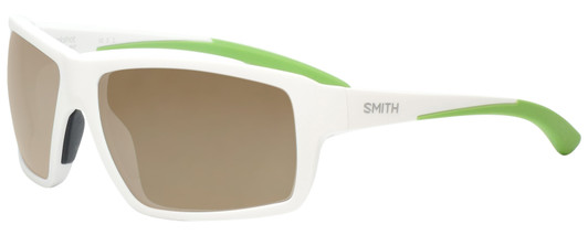 Profile View of Smith Optics HOOKSHOT Designer Polarized Sunglasses with Custom Cut Amber Brown Lenses in Matte White Mens Classic Full Rim Acetate 62 mm
