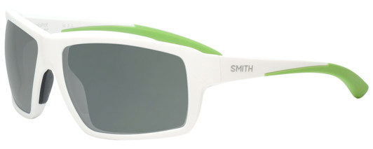 Profile View of Smith Optics HOOKSHOT Designer Polarized Sunglasses with Custom Cut Smoke Grey Lenses in Matte White Mens Classic Full Rim Acetate 62 mm