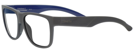 Profile View of Smith Optics LOWDOWN 2 Designer Bi-Focal Prescription Rx Eyeglasses in Matte Grey Blue Unisex Square Full Rim Acetate 55 mm