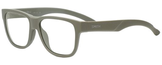 Profile View of Smith Optics LOWDOWN SLIM 2 Designer Reading Eye Glasses in Matte Grey Green Unisex Square Full Rim Acetate 55 mm