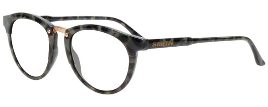 Profile View of Smith Optics QUESTA Designer Blue Light Blocking Eyeglasses in Havana Green Tortoise Ladies Cateye Full Rim Acetate 50 mm