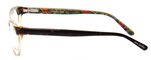 Side View of Vera Bradley Jessica Designer Single Vision Prescription Rx Eyeglasses in Falling Flowers Crystal Brown Tortoise Havana Ladies Cateye Full Rim Acetate 54 mm