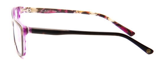 Side View of Vera Bradley Larissa Designer Progressive Lens Blue Light Blocking Eyeglasses in Rosewood Purple Tortoise Havana Ladies Classic Full Rim Acetate 54 mm
