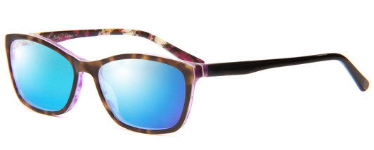 Profile View of Vera Bradley Larissa Designer Polarized Sunglasses with Custom Cut Blue Mirror Lenses in Rosewood Purple Tortoise Havana Ladies Classic Full Rim Acetate 54 mm