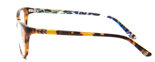 Side View of Vera Bradley Liliana Designer Bi-Focal Prescription Rx Eyeglasses in Katalina Blues Tortoise Havana Honey Ladies Cateye Full Rim Acetate 54 mm