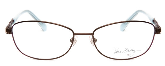 Front View of Vera Bradley Maya Designer Bi-Focal Prescription Rx Eyeglasses in Java Crystals Floral Blue Brown Ladies Oval Full Rim Titanium 56 mm
