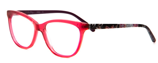 Profile View of Vera Bradley Molly Designer Blue Light Blocking Eyeglasses in Alpine Floral Crystal Red Purple Pink Ladies Cateye Full Rim Acetate 54 mm