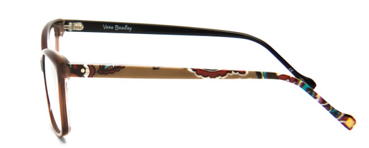 Side View of Vera Bradley Tamlyn Designer Bi-Focal Prescription Rx Eyeglasses in Desert Floral Crystal Brown Blue Red Ladies Cateye Full Rim Acetate 54 mm