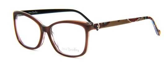 Profile View of Vera Bradley Tamlyn Designer Progressive Lens Blue Light Blocking Eyeglasses in Desert Floral Crystal Brown Blue Red Ladies Cateye Full Rim Acetate 54 mm