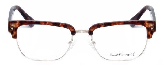 Front View of Ernest Hemingway H4836-MTO Designer Single Vision Prescription Rx Eyeglasses in Matte Tortoise Havana Gold Unisex Classic Full Rim Metal 53 mm