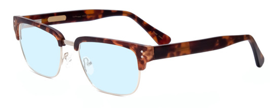 Profile View of Ernest Hemingway H4836-MTO Designer Progressive Lens Blue Light Blocking Eyeglasses in Matte Tortoise Havana Gold Unisex Classic Full Rim Metal 53 mm