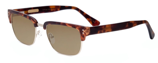 Profile View of Ernest Hemingway H4836-MTO Designer Polarized Sunglasses with Custom Cut Amber Brown Lenses in Matte Tortoise Havana Gold Unisex Classic Full Rim Metal 53 mm