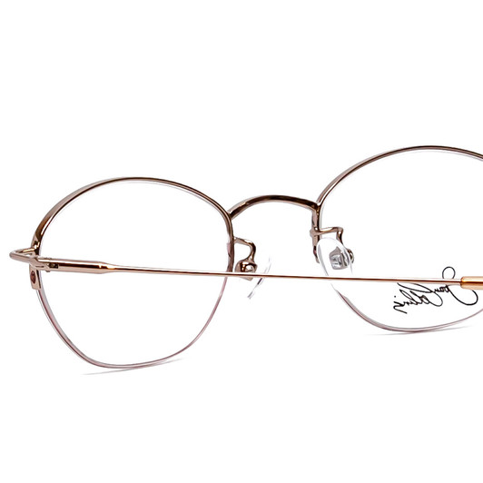 Close Up View of Joan Collins JC9553-BR Women Oval .5-Rimless Designer Reading Glasses Brown 45mm