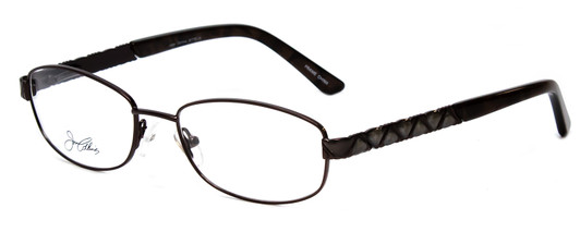Profile View of Joan Collins JC9775-BRM Designer Progressive Lens Blue Light Blocking Eyeglasses in Brown Marble Ladies Rectangle Full Rim Stainless Steel 52 mm