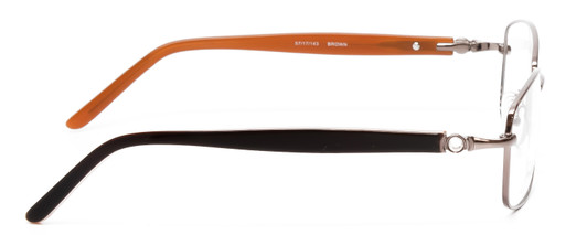 Side View of Joan Collins JC9796-BRN Designer Progressive Lens Blue Light Blocking Eyeglasses in Brown Crystals Ladies Square Full Rim Stainless Steel 57 mm