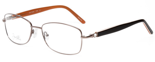 Profile View of Joan Collins JC9796-BRN Designer Progressive Lens Blue Light Blocking Eyeglasses in Brown Crystals Ladies Square Full Rim Stainless Steel 57 mm