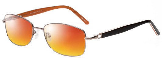 Profile View of Joan Collins JC9796-BRN Designer Polarized Sunglasses with Custom Cut Red Mirror Lenses in Brown Crystals Ladies Square Full Rim Stainless Steel 57 mm