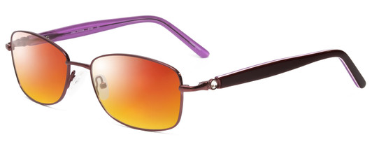 Profile View of Joan Collins JC9796-BUR Designer Polarized Sunglasses with Custom Cut Red Mirror Lenses in Burgundy Red Lilac Purple Crystals Ladies Square Full Rim Stainless Steel 57 mm