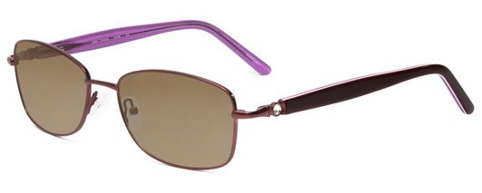 Profile View of Joan Collins JC9796-BUR Designer Polarized Sunglasses with Custom Cut Amber Brown Lenses in Burgundy Red Lilac Purple Crystals Ladies Square Full Rim Stainless Steel 57 mm