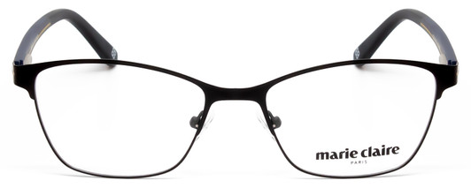 Front View of Marie Claire MC6208-BLK Designer Progressive Lens Prescription Rx Eyeglasses in Black Green Ladies Cateye Full Rim Stainless Steel 52 mm