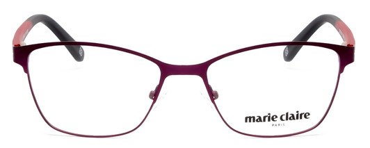 Front View of Marie Claire MC6208-GRP Designer Bi-Focal Prescription Rx Eyeglasses in Grape Purple Red Black Ladies Cateye Full Rim Stainless Steel 52 mm