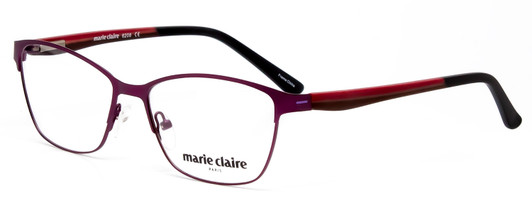 Profile View of Marie Claire MC6208-GRP Designer Progressive Lens Blue Light Blocking Eyeglasses in Grape Purple Red Black Ladies Cateye Full Rim Stainless Steel 52 mm