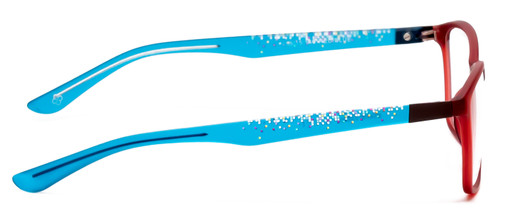 Side View of Marie Claire MC6210-RBL Designer Reading Glasses in Matte Crystal Red Blue 55 mm