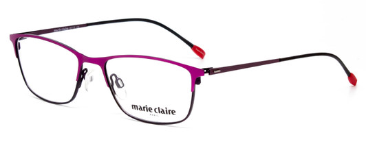 Profile View of Marie Claire MC6213-FUS Designer Reading Eye Glasses with Custom Cut Powered Lenses in Fuchsia Hot Pink Purple Ladies Cateye Full Rim Stainless Steel 52 mm